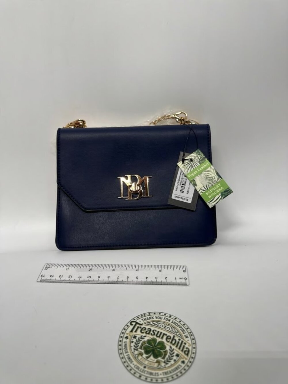 Authentic Badgley Mischka Double Side Bag. Blue/white. MSRP: $179.00 - Picture 6 of 7
